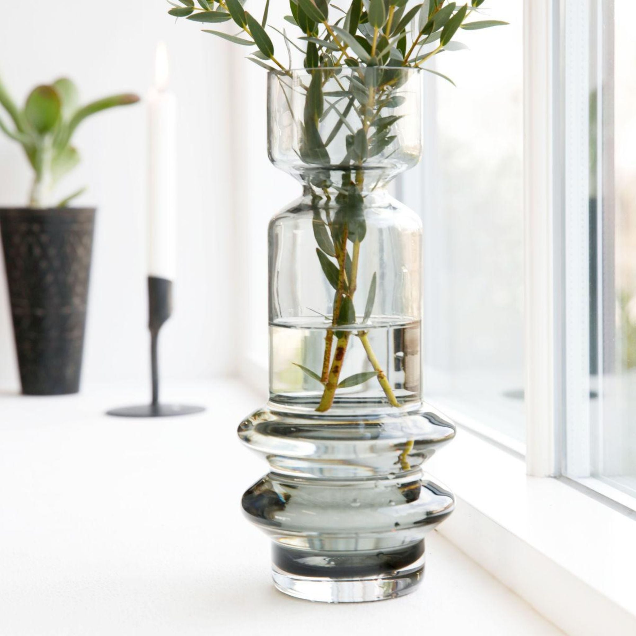 TALL SMOKEY GREY VASE - Simply Elevated Home Furnishings 