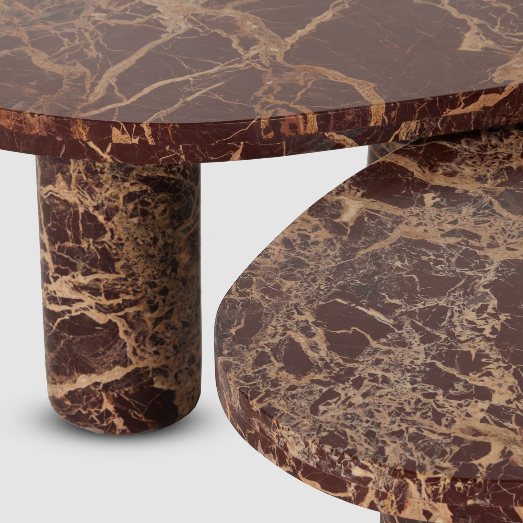 ZION COFFEE TABLE SET-MERLOT MARBLE - Simply Elevated Home Furnishing 