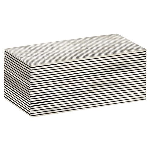 BONE BOXES BLACK STRIPE SET OF 2 - Simply Elevated Home Furnishings 